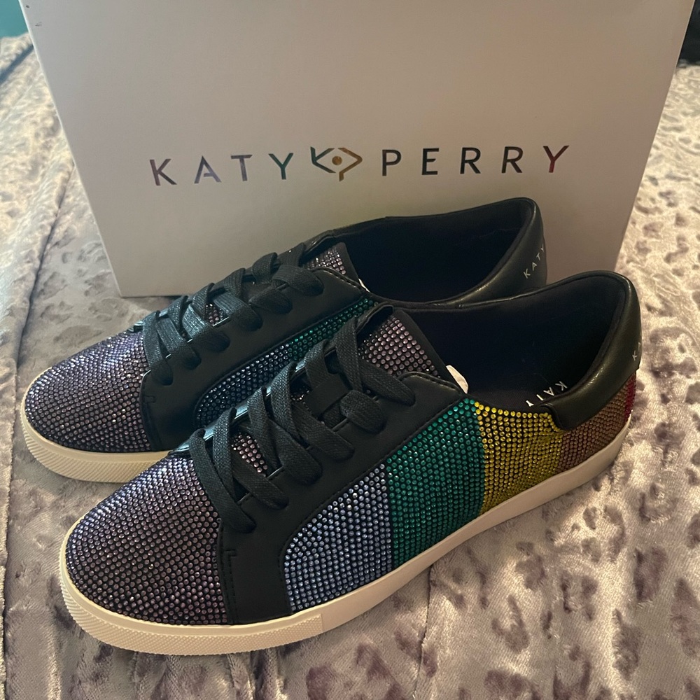 Katy Perry Rainbow Crystal Sneakers Size 9